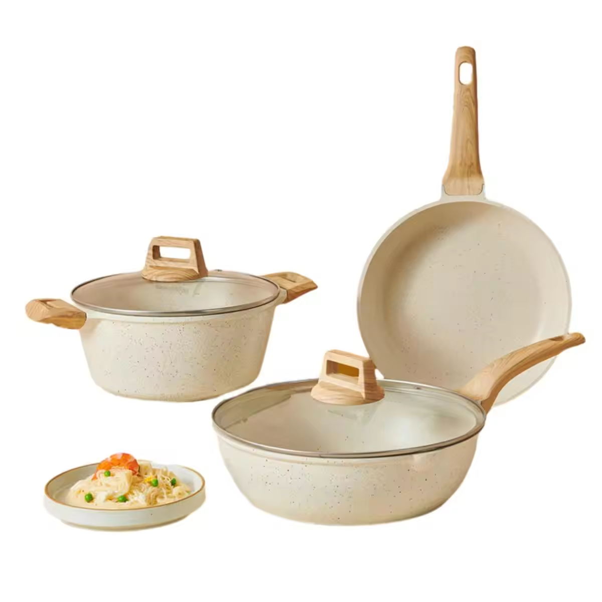 مجموعه قابلمه استوک قابلمه قابلمه آلومینیومی نچسب آرم سفارشی آشپزی خانگی