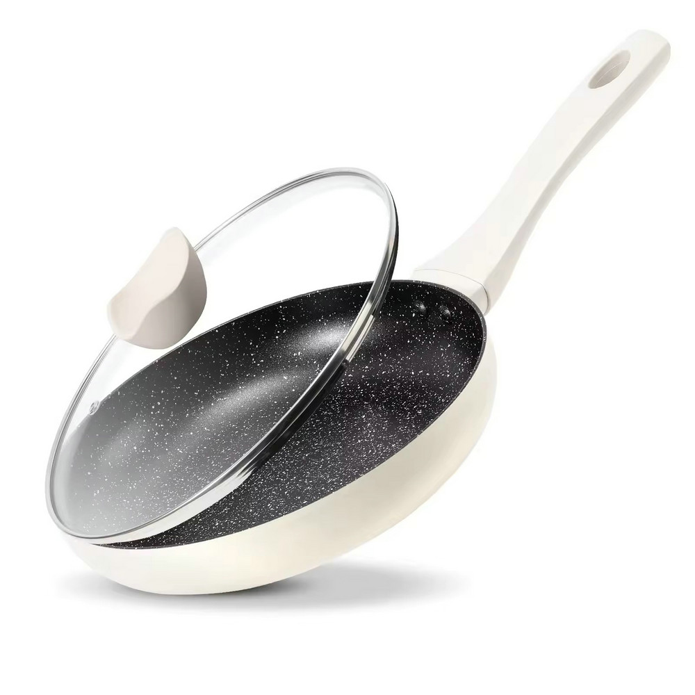 ماهیتابه نچسب سنگ گرانیت سبک وزن برای پخت و پز با درب شیشه ای